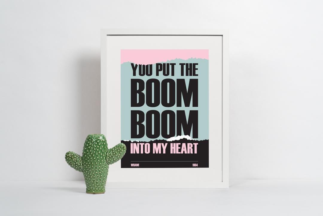 Wham Lyric Print: 80s Pop Song Quote, Retro Music Poster