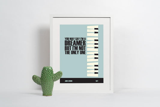 John Lennon 'Imagine' Lyric Print: Minimalist Song Quote Wall Art