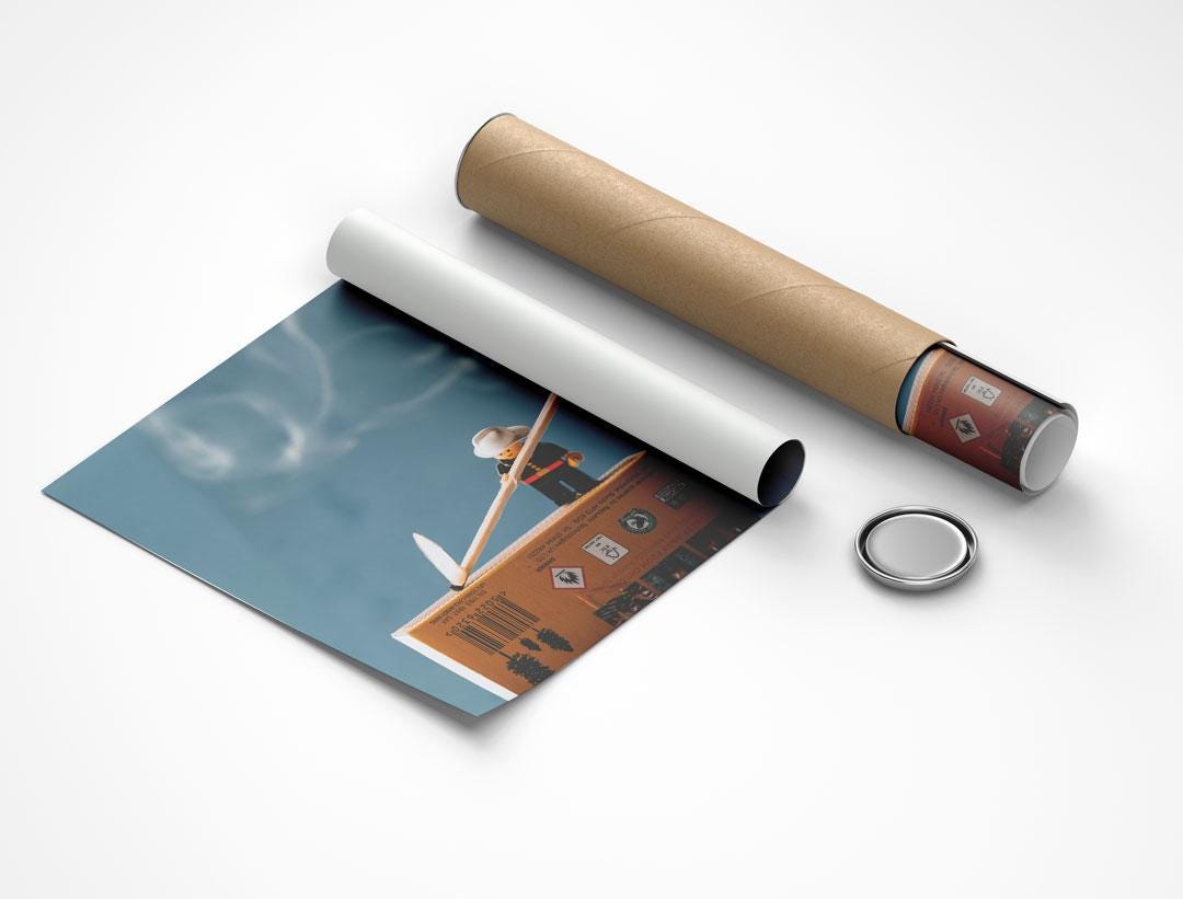 Vintage Mini Figure Fireman Fire Art Print – A3, A4 & A5 | Premium Quality Professional Paper