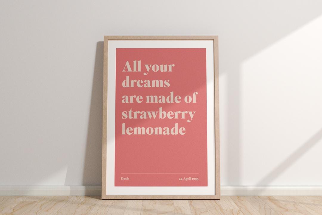 Talk Tonight Lyric Print – Oasis-Inspired Wall Art | A3, A4, A5