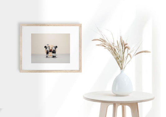 Mickey & Minnie Mouse "It Must Be Love" Mini Figure - Romantic Wall Art Print (A3, A4, A5)