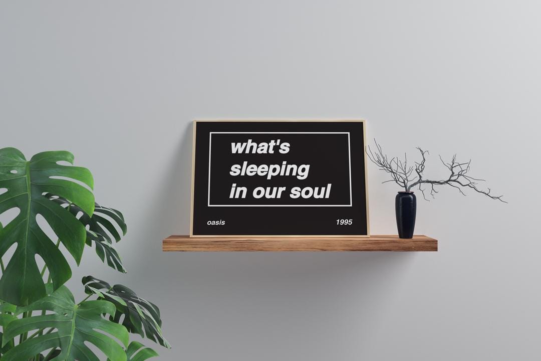 Oasis Acquiesce Lyric Print: Britpop Music Wall Art