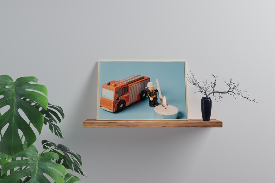 Fireman Fire Mini Figure Art Print | Premium Quality Professional Print