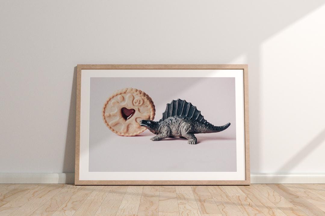 Jammie Dodger Dinosaur Print: Quirky Kitchen Wall Art