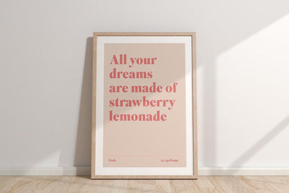 Talk Tonight Lyric Print – Oasis-Inspired Wall Art | A3, A4, A5