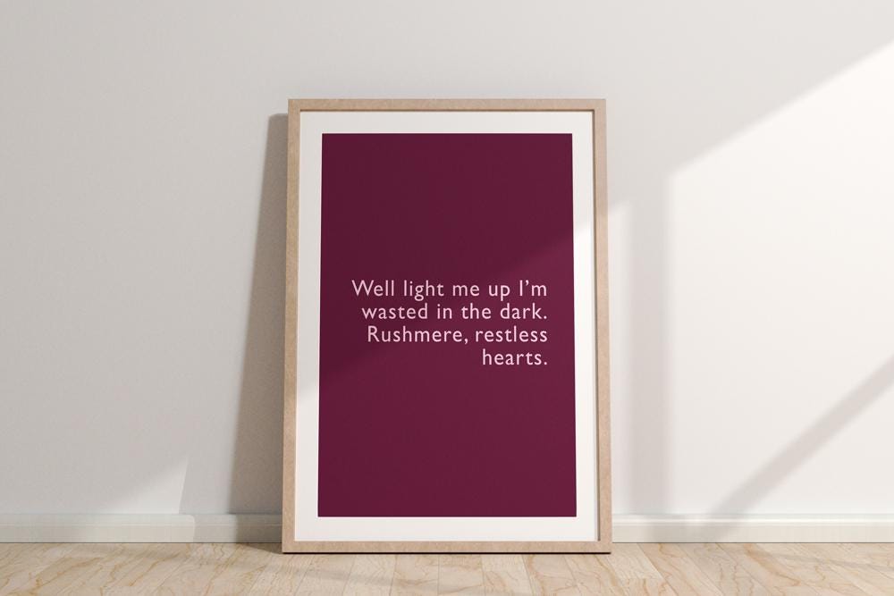 Rushmere Lyric Print: Moody Burgundy Music Wall Art