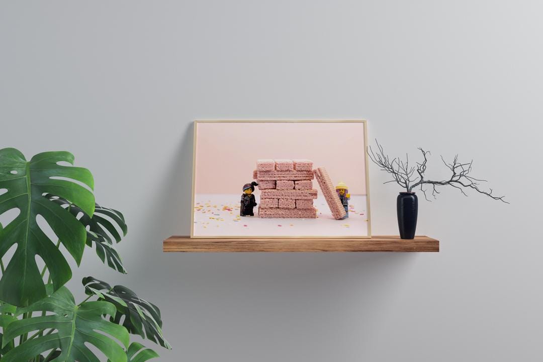 Jenga Minifigure Art Print: Playful Brick Stacking Photo