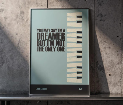 John Lennon 'Imagine' Lyric Print: Minimalist Song Quote Wall Art