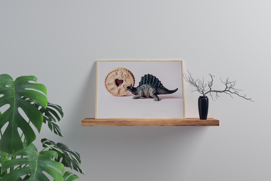 Jammie Dodger Dinosaur Print: Quirky Kitchen Wall Art