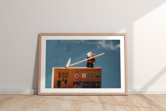 Vintage Mini Figure Fireman Fire Art Print – A3, A4 & A5 | Premium Quality Professional Paper