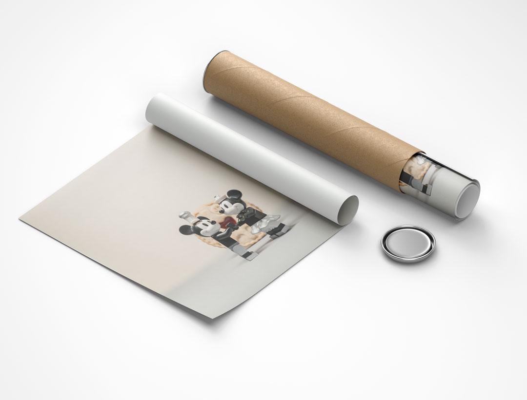 Mickey & Minnie Mouse "It Must Be Love" Mini Figure - Romantic Wall Art Print (A3, A4, A5)