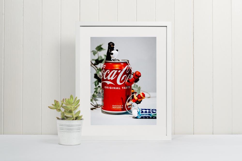 Ninja Character Coke Explosion Print | A3, A4, A5 Wall Art | Ninja Action Photography