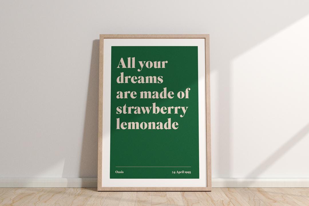 Talk Tonight Lyric Print – Oasis-Inspired Wall Art | A3, A4, A5