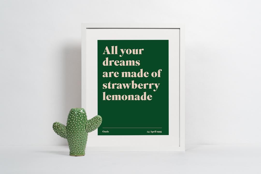 Talk Tonight Lyric Print – Oasis-Inspired Wall Art | A3, A4, A5