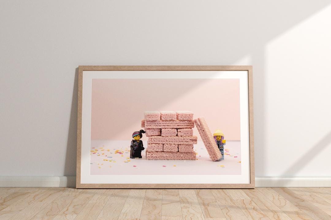 Jenga Minifigure Art Print: Playful Brick Stacking Photo