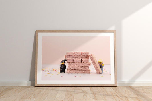 Jenga Minifigure Art Print: Playful Brick Stacking Photo
